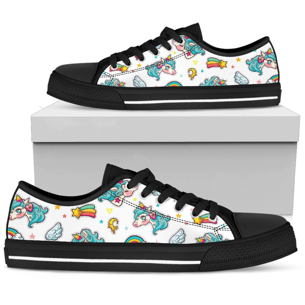 Little Girly Unicorn Pattern Print Men's Low Top Shoes