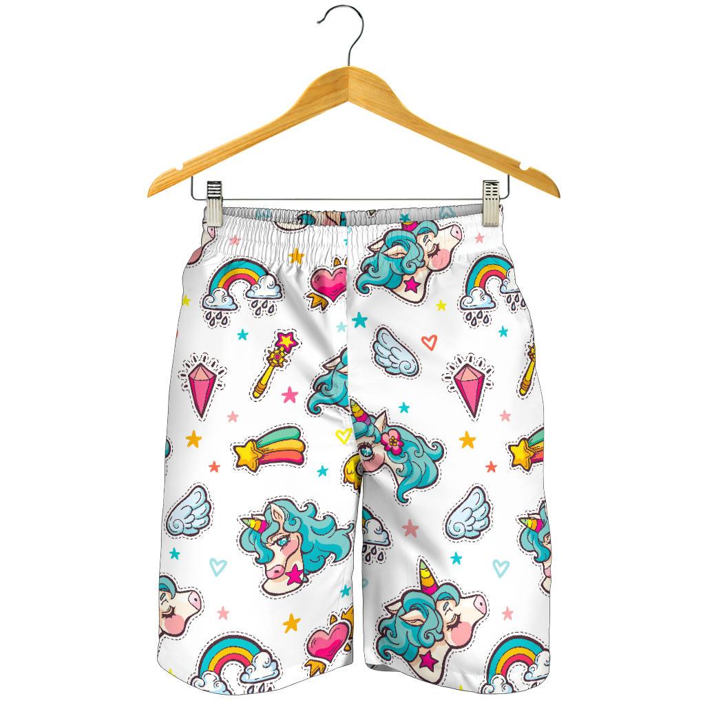 Little Girly Unicorn Pattern Print Men's Shorts