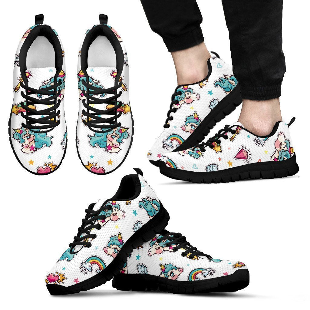 Little Girly Unicorn Pattern Print Men's Sneakers