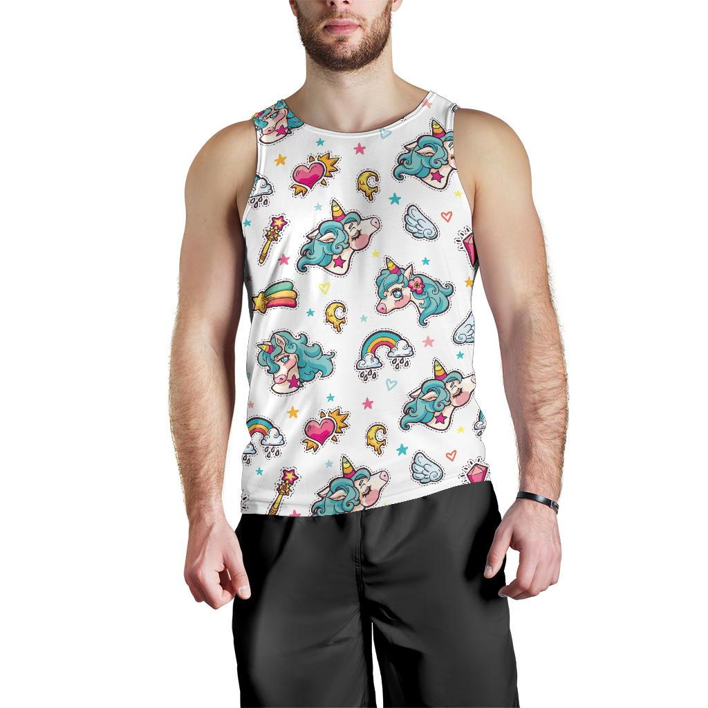 Little Girly Unicorn Pattern Print Men's Tank Top