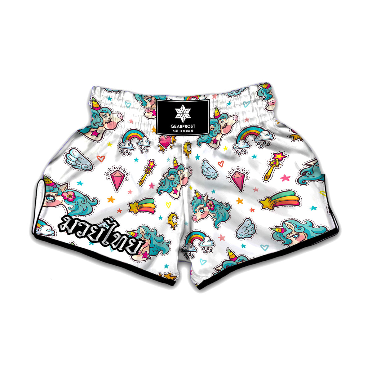 Little Girly Unicorn Pattern Print Muay Thai Boxing Shorts