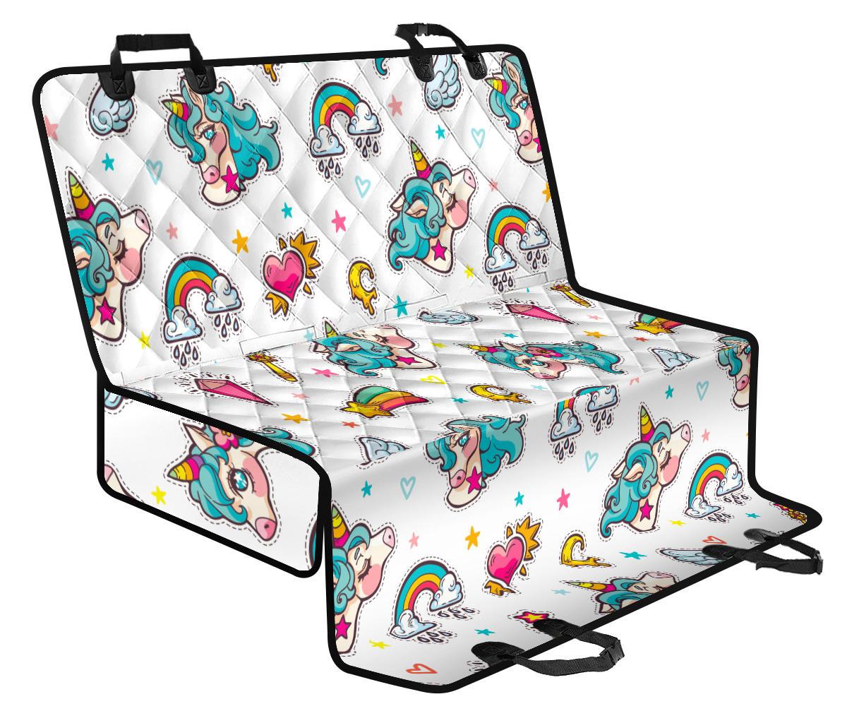 Little Girly Unicorn Pattern Print Pet Car Back Seat Cover