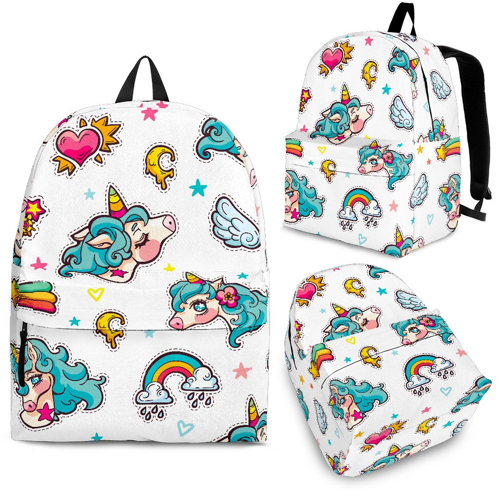 Little Girly Unicorn Pattern Print School Backpack