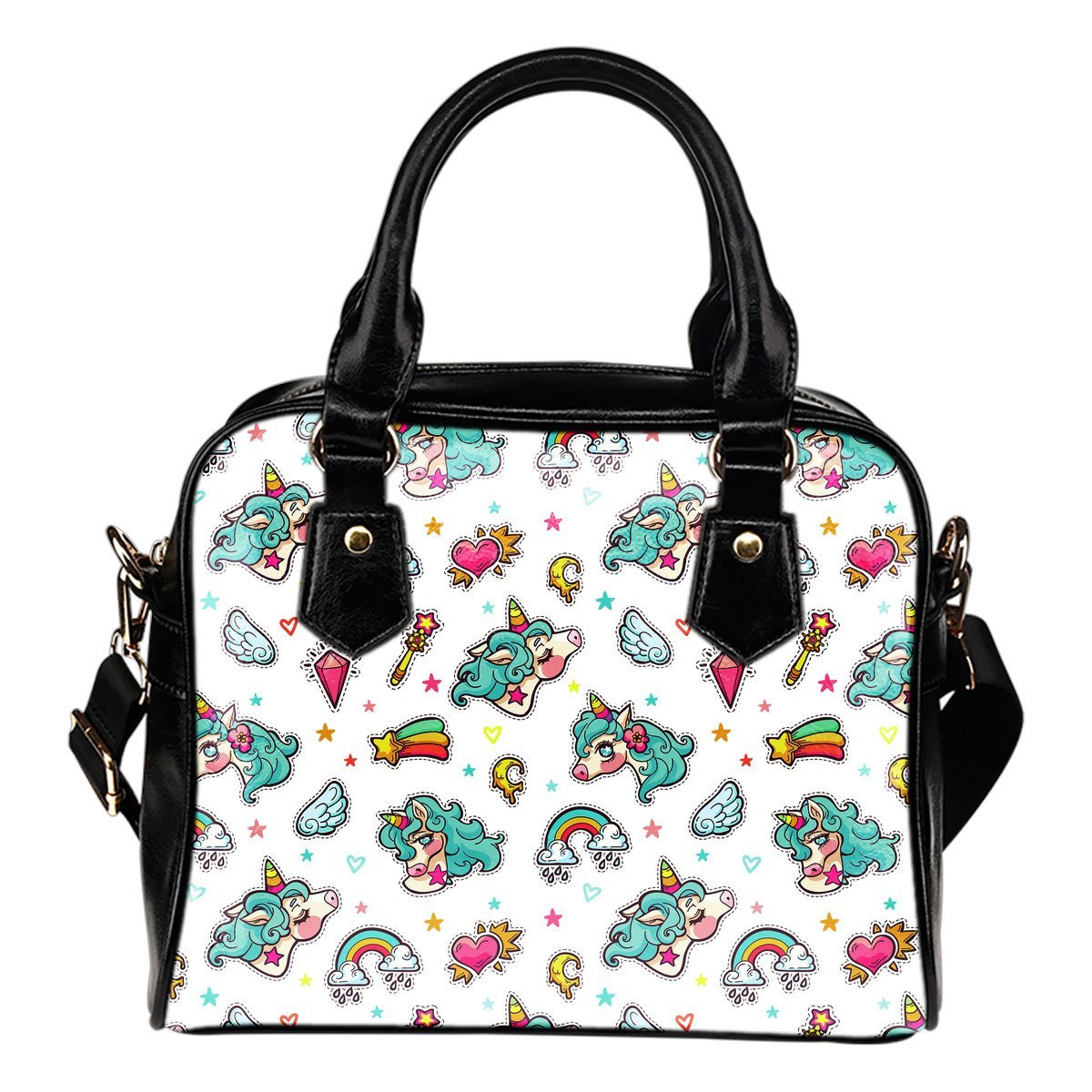 Little Girly Unicorn Pattern Print Shoulder Handbag