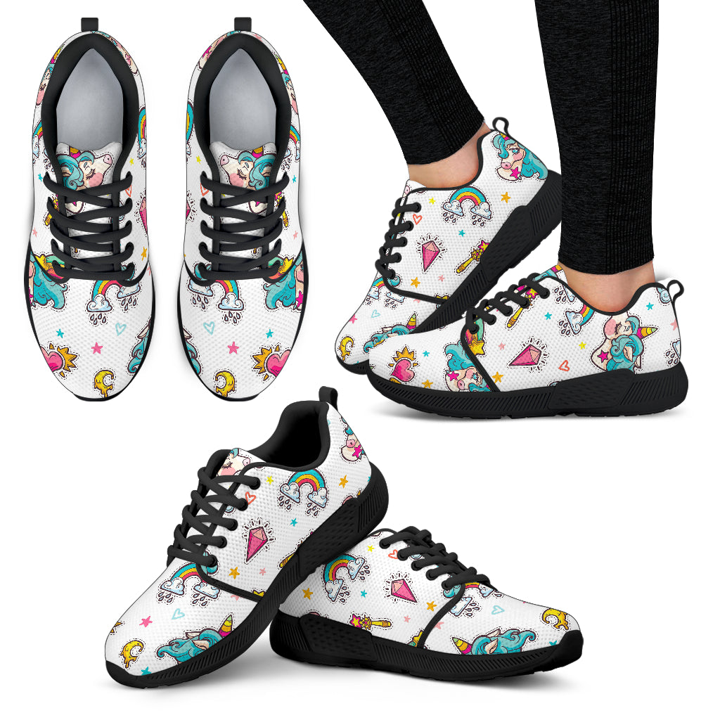 Little Girly Unicorn Pattern Print Women's Athletic Shoes