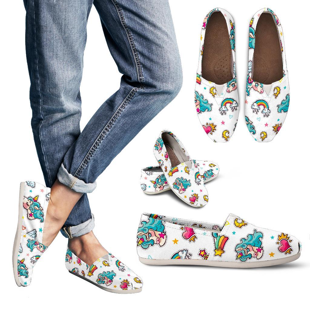 Little Girly Unicorn Pattern Print Women's Casual Canvas Shoes