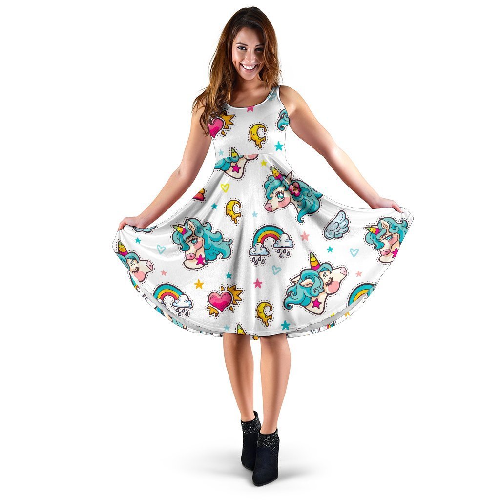 Little Girly Unicorn Pattern Print Women's Dress