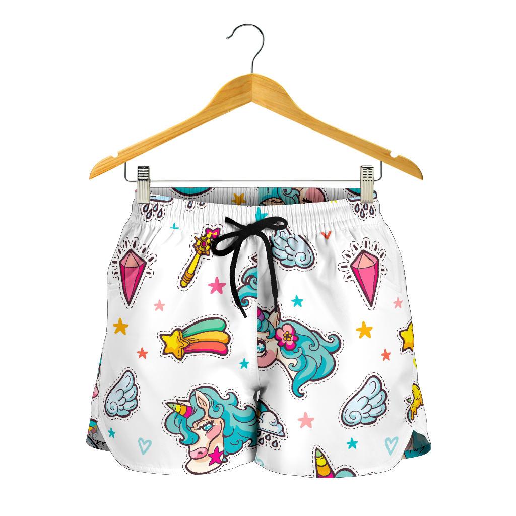 Little Girly Unicorn Pattern Print Women's Shorts