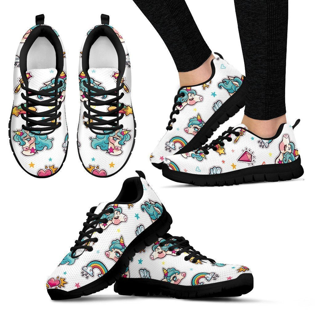 Little Girly Unicorn Pattern Print Women's Sneakers