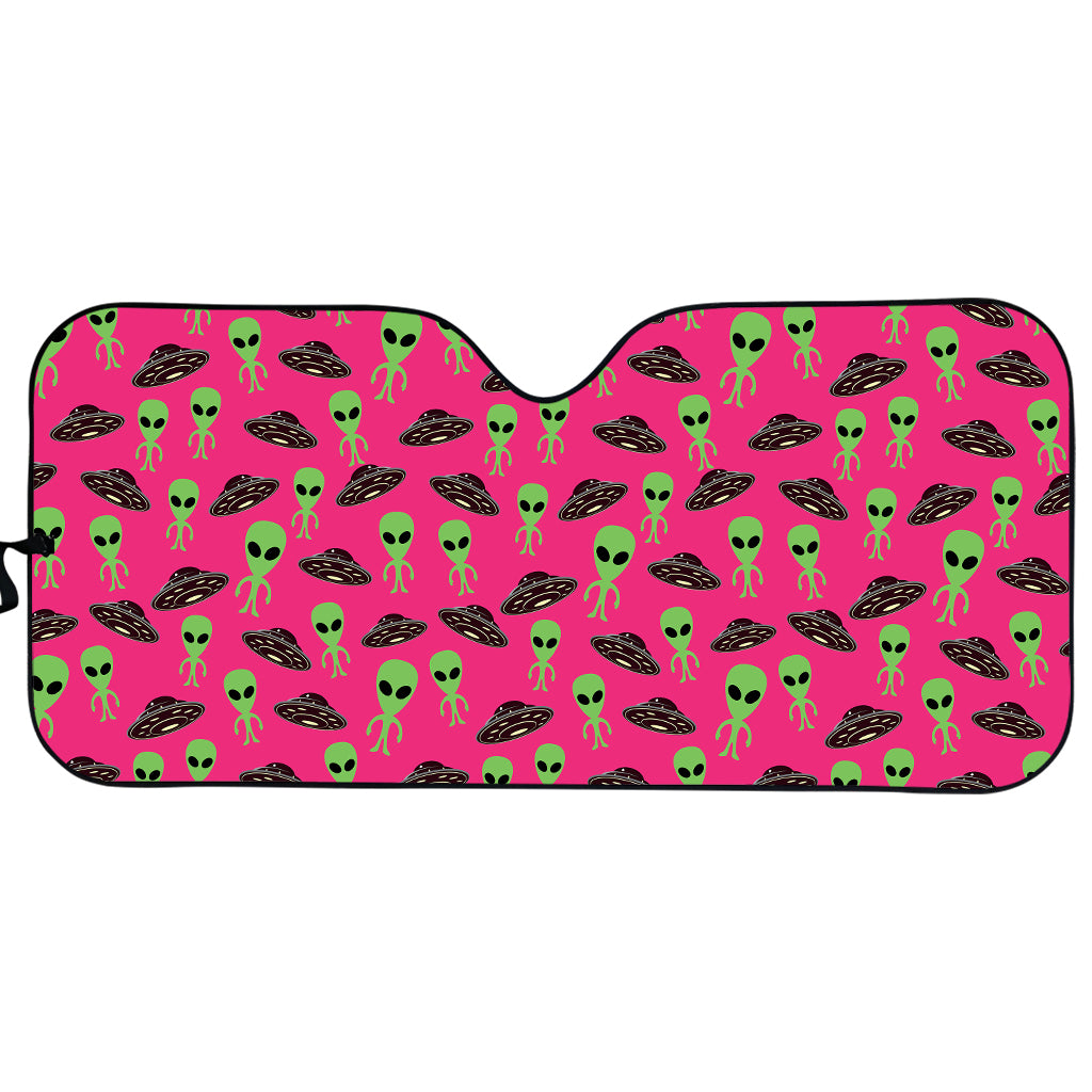 Little Green Alien UFO Print Car Sun Shade