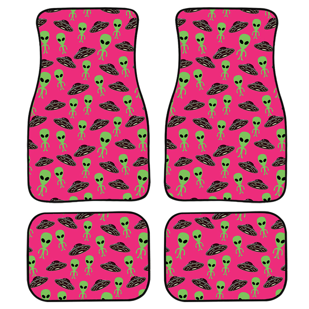 Little Green Alien UFO Print Front and Back Car Floor Mats