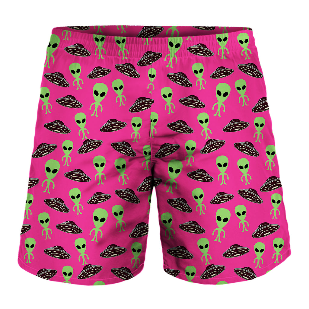 Little Green Alien UFO Print Men's Shorts