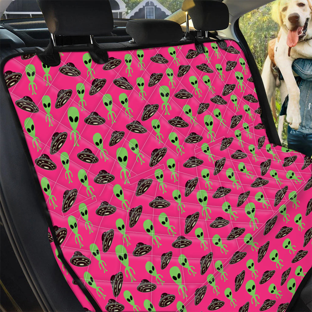 Little Green Alien UFO Print Pet Car Back Seat Cover