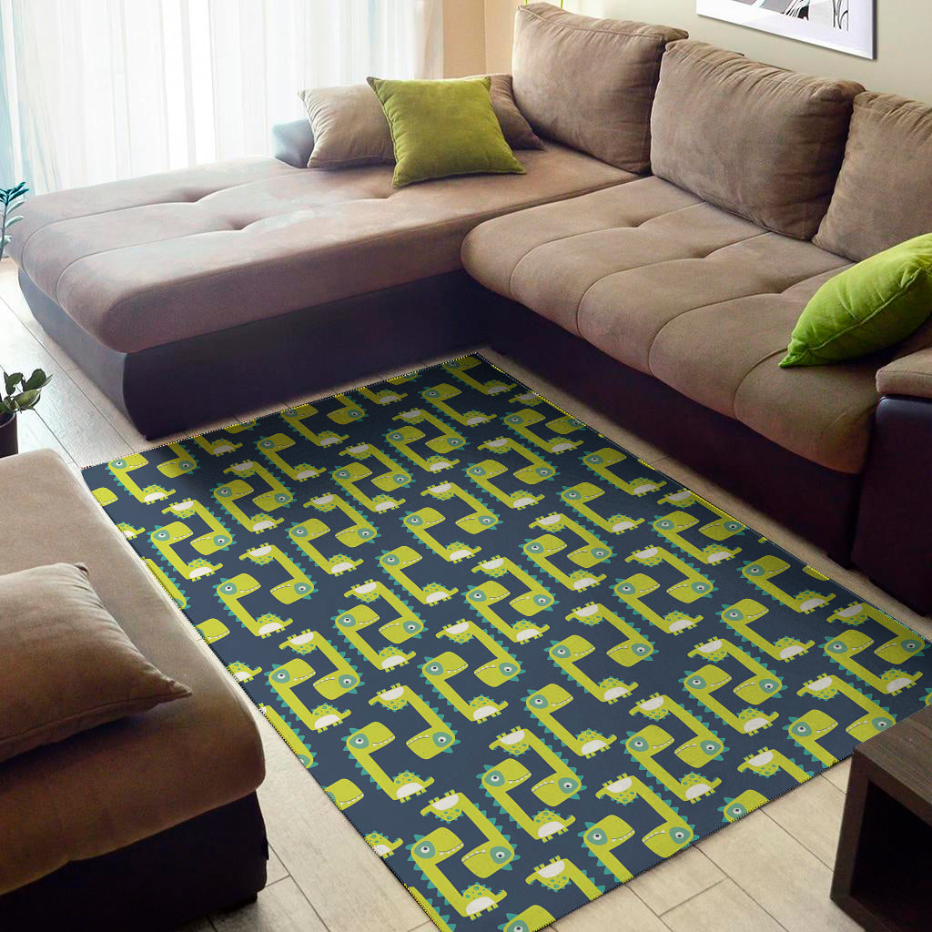 Little Green Dinosaur Pattern Print Area Rug