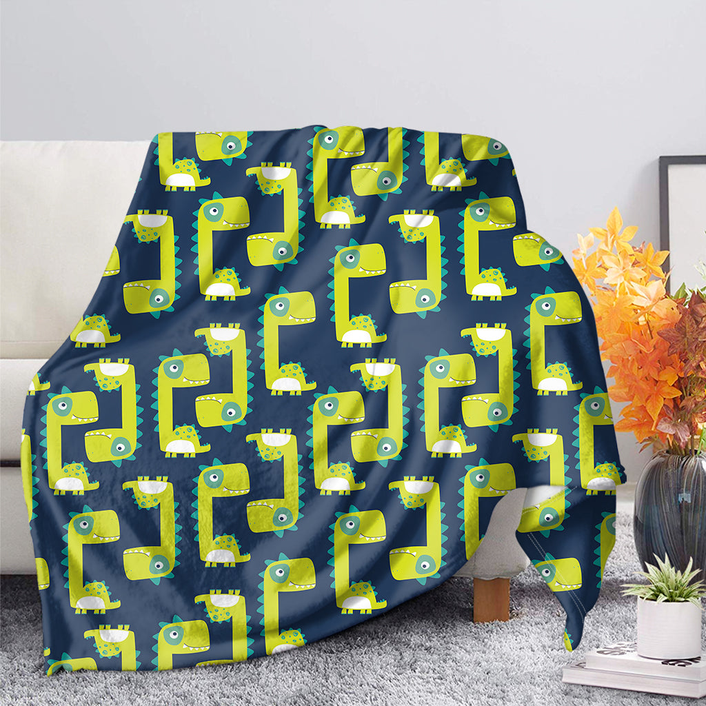 Little Green Dinosaur Pattern Print Blanket