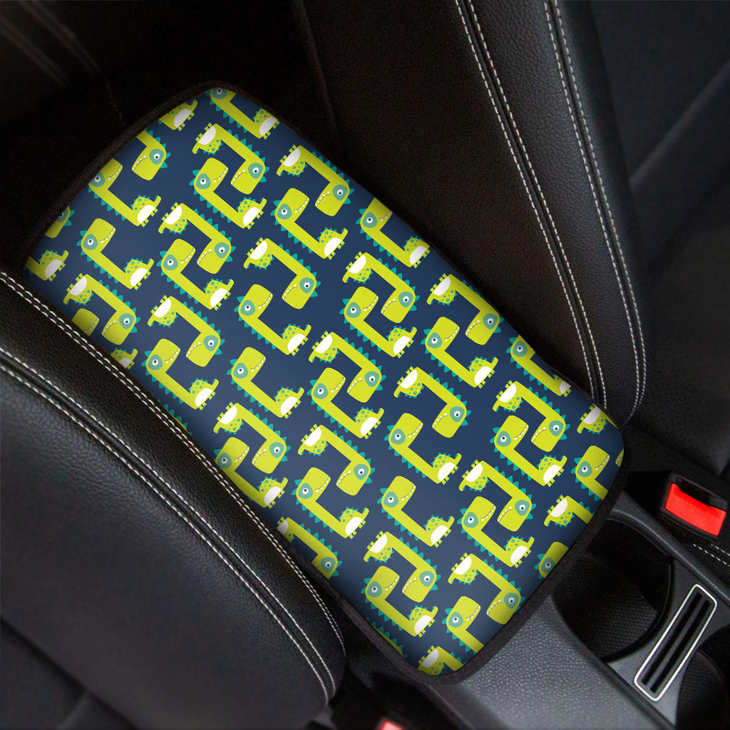 Little Green Dinosaur Pattern Print Car Center Console Cover