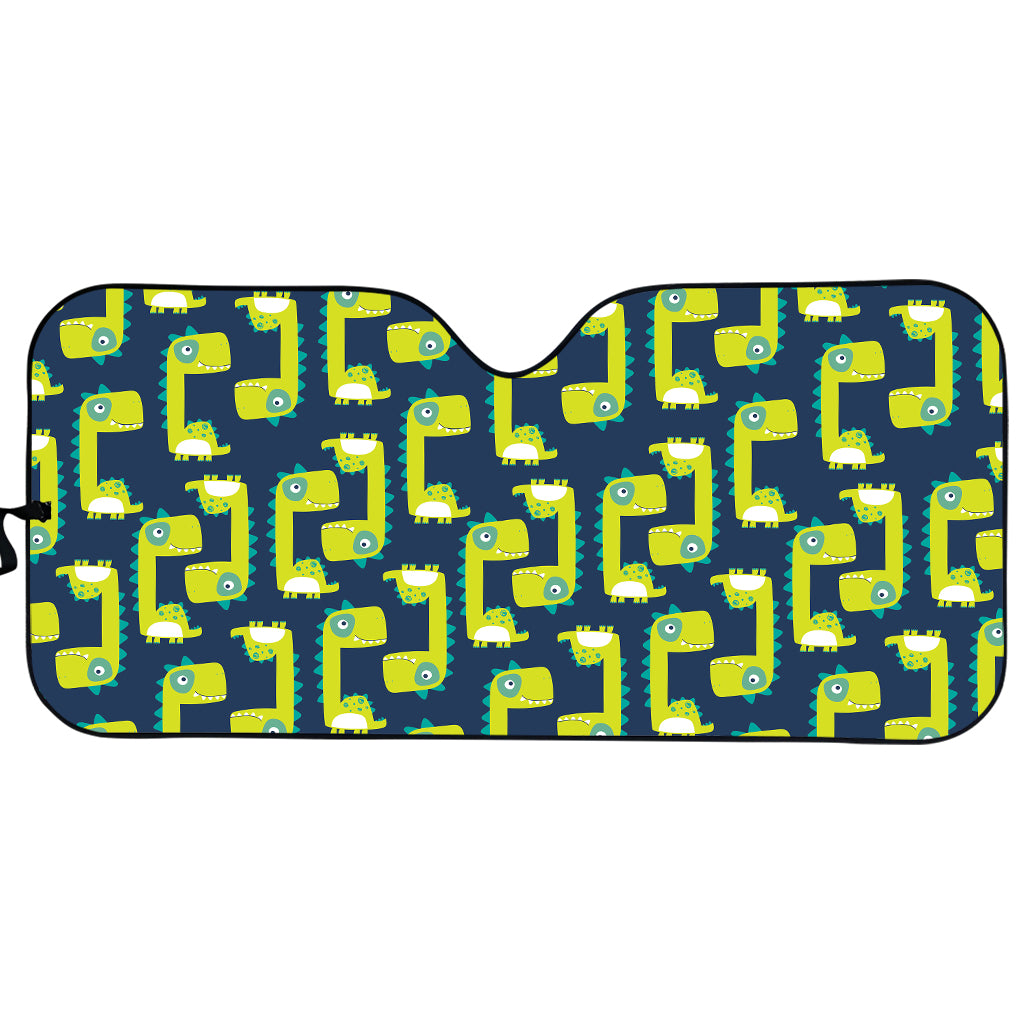 Little Green Dinosaur Pattern Print Car Sun Shade