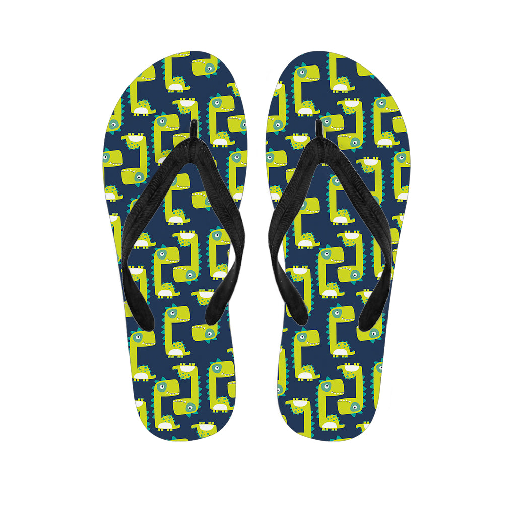 Little Green Dinosaur Pattern Print Flip Flops