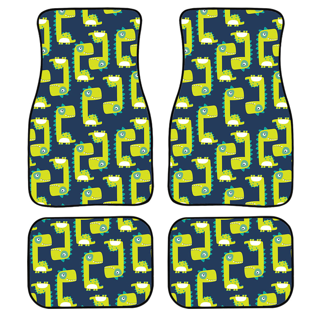 Little Green Dinosaur Pattern Print Front and Back Car Floor Mats