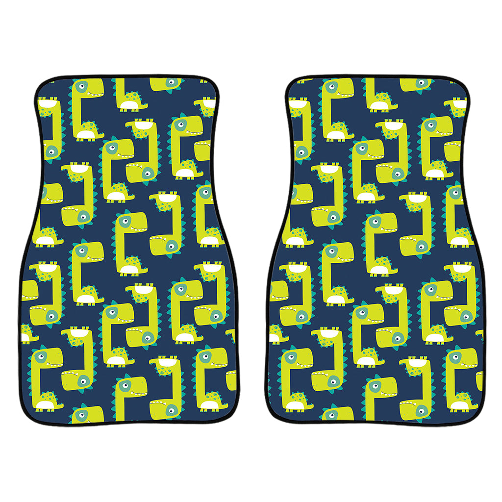 Little Green Dinosaur Pattern Print Front Car Floor Mats