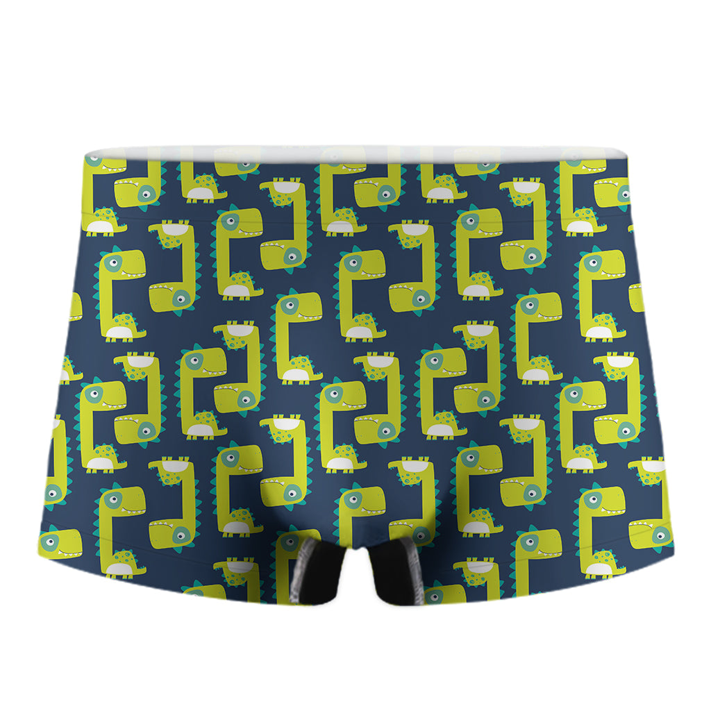 Little Green Dinosaur Pattern Print Men's Boxer Briefs