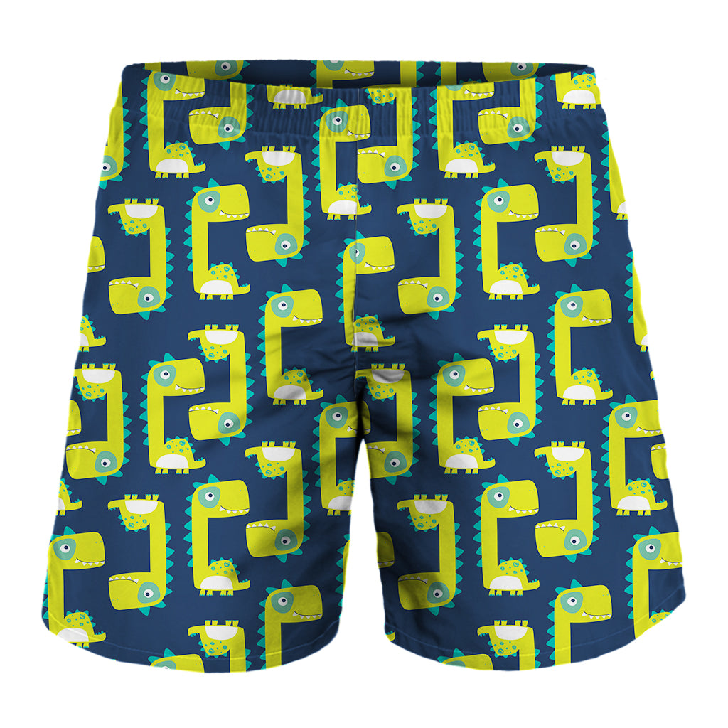 Little Green Dinosaur Pattern Print Men's Shorts