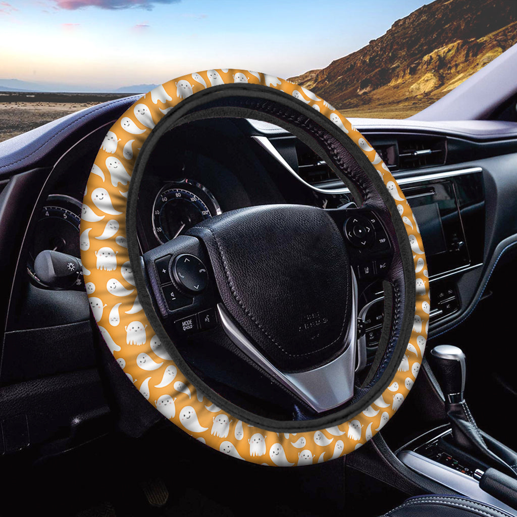 Little Halloween Ghost Pattern Print Car Steering Wheel Cover