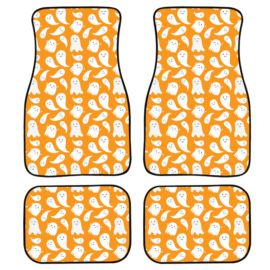 Little Halloween Ghost Pattern Print Front and Back Car Floor Mats