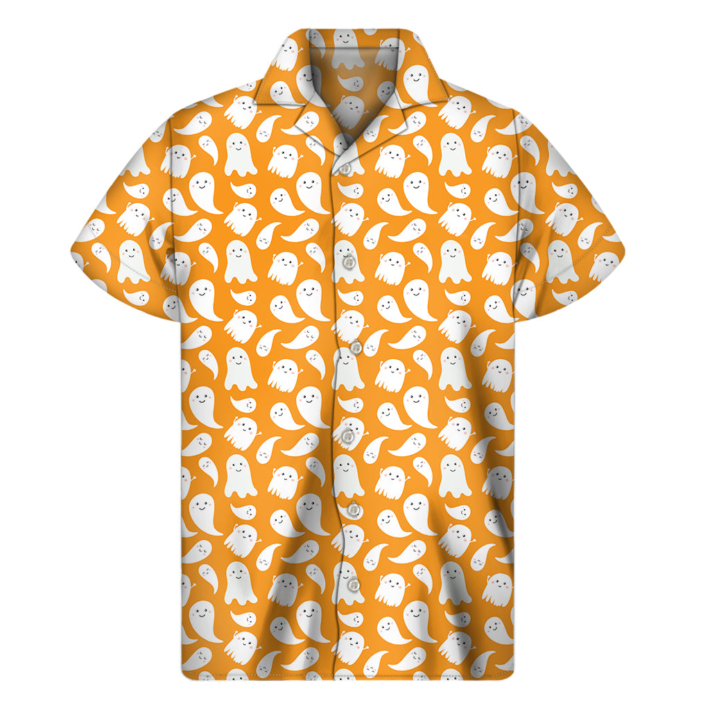 Little Halloween Ghost Pattern Print Men's Short Sleeve Shirt