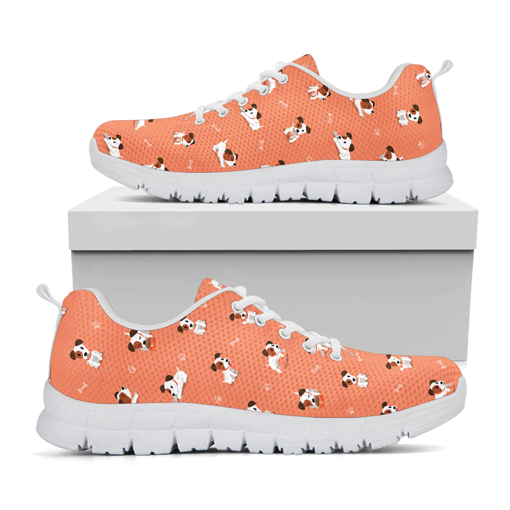 Little Jack Russell Terrier Print White Sneakers