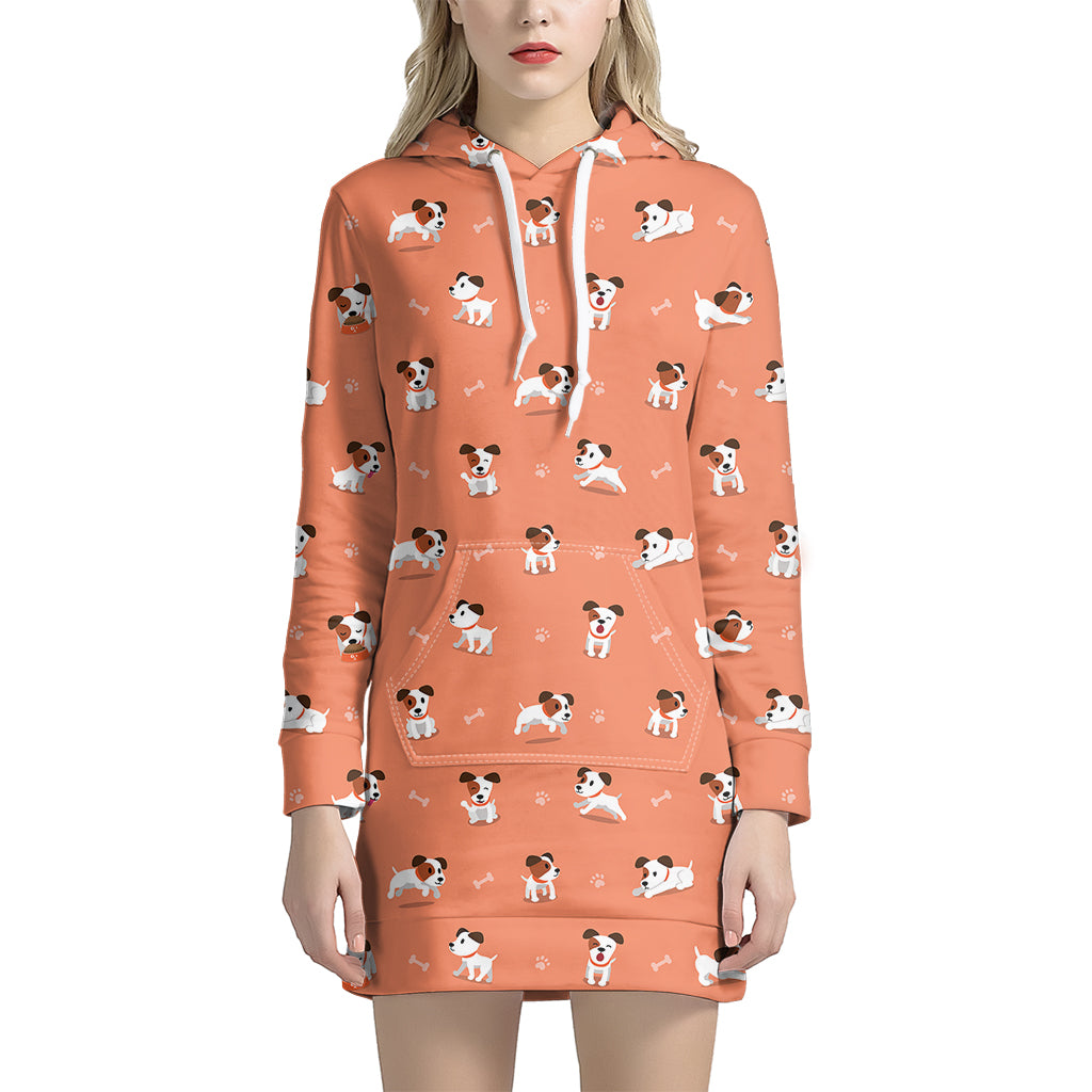 Little Jack Russell Terrier Print Women's Pullover Hoodie Dress