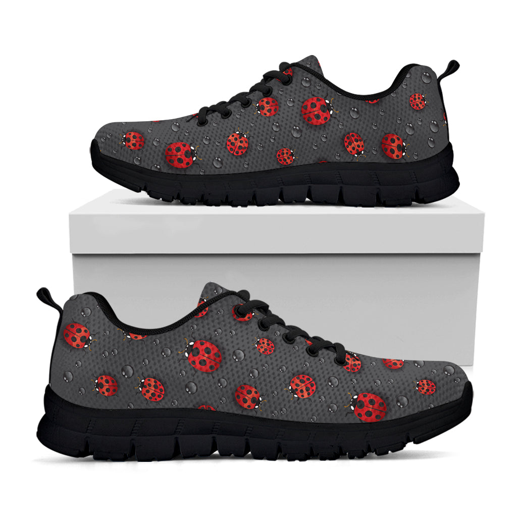 Little Ladybird Pattern Print Black Sneakers