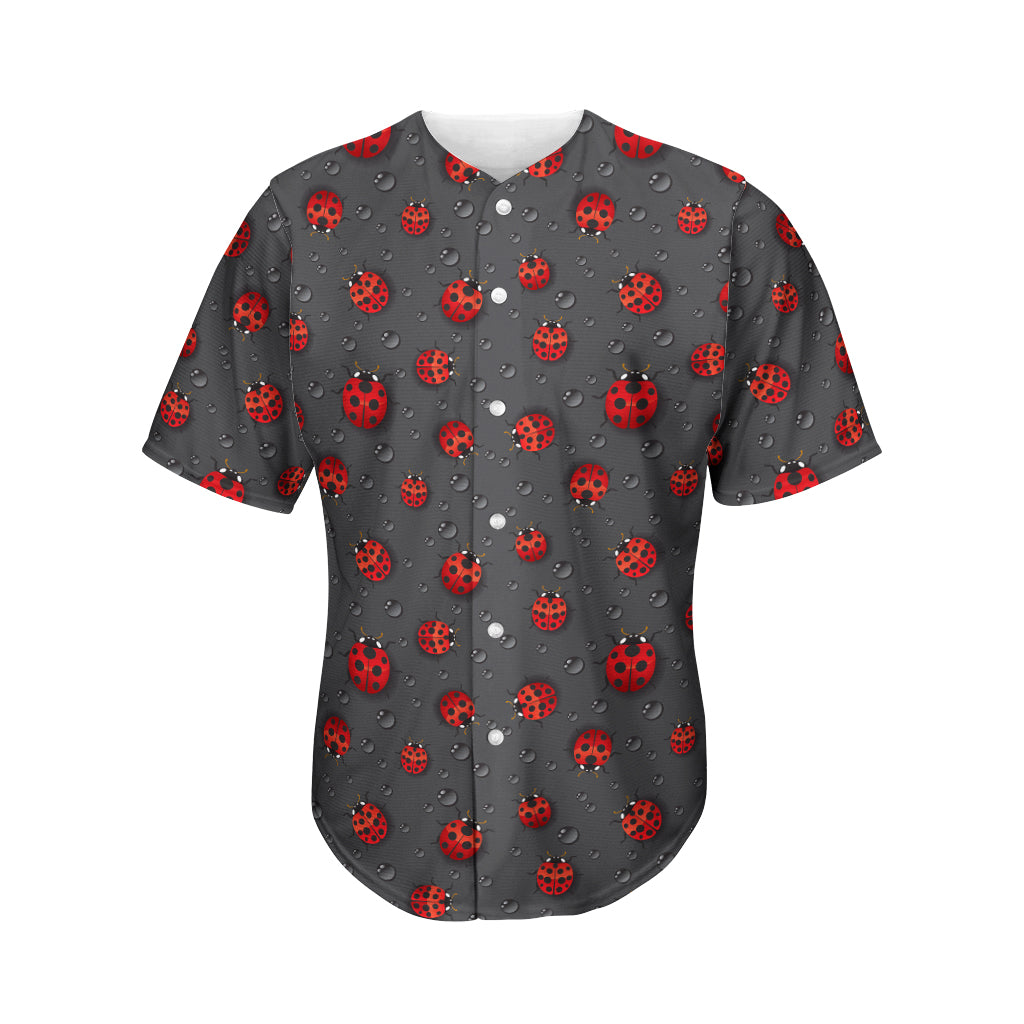 Little Ladybird Pattern Print Men's Baseball Jersey