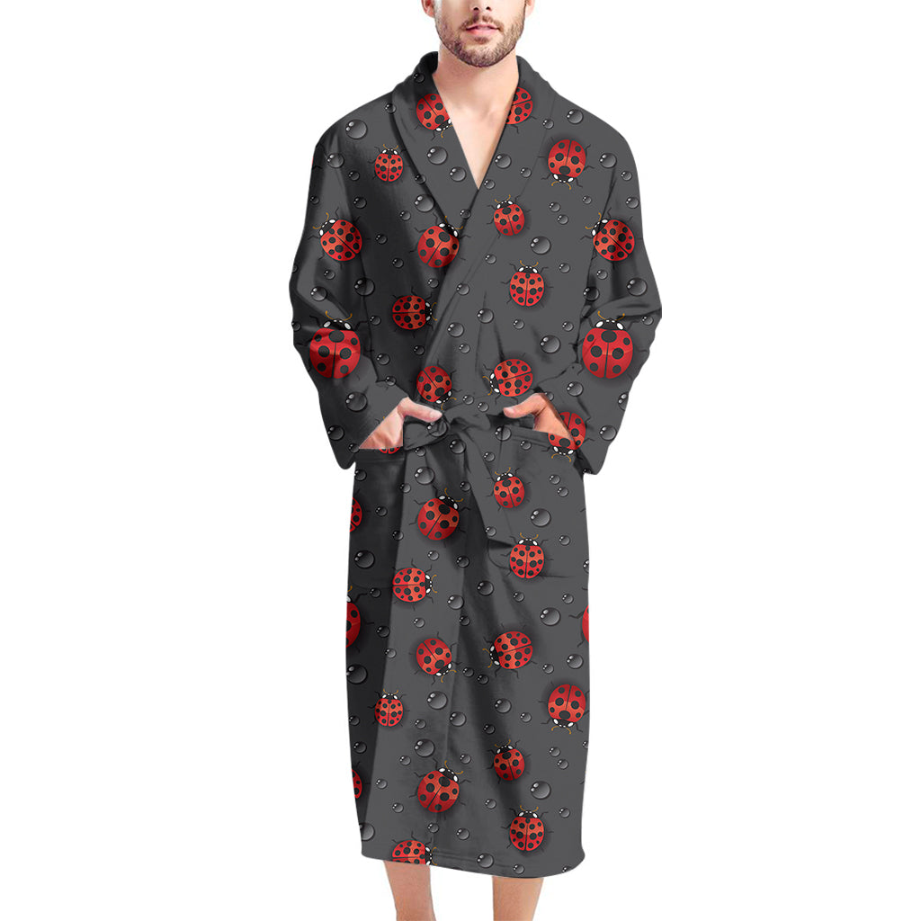 Little Ladybird Pattern Print Men's Bathrobe