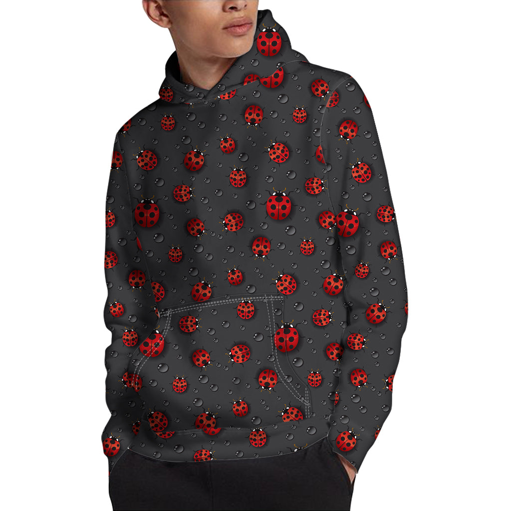 Little Ladybird Pattern Print Pullover Hoodie