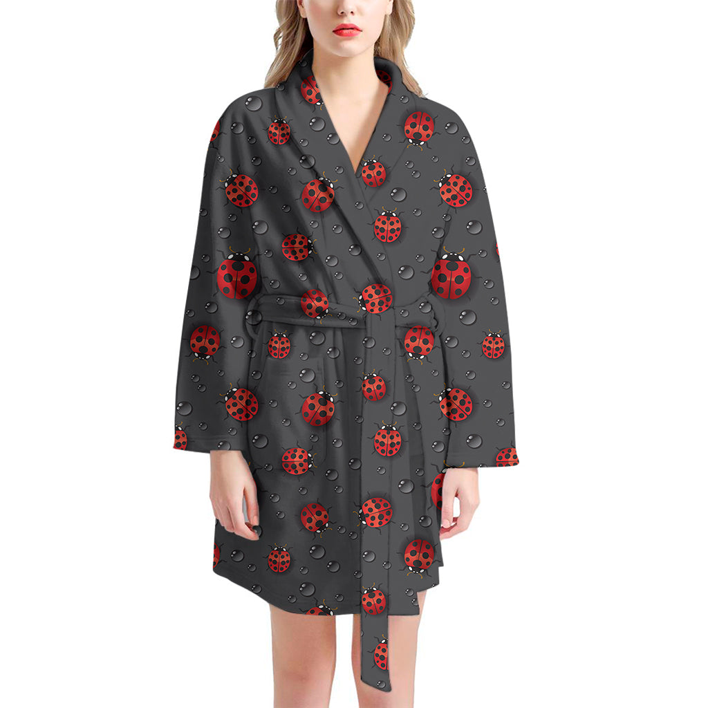 Little Ladybird Pattern Print Women's Bathrobe