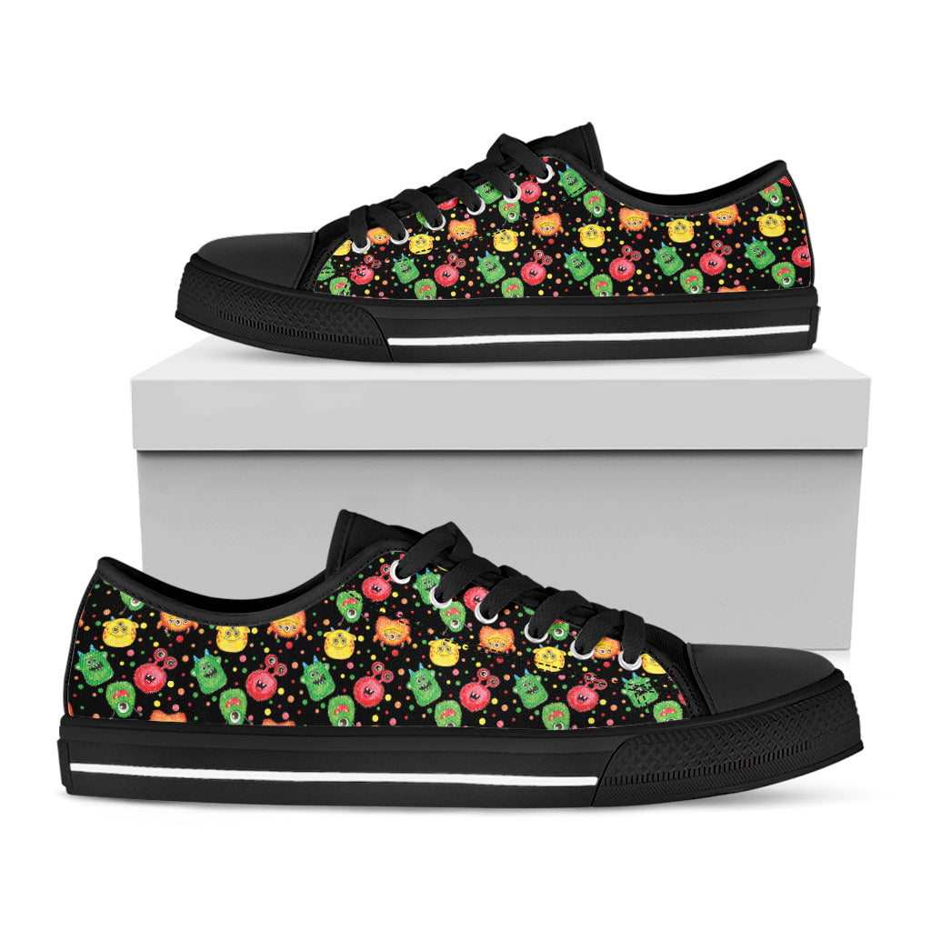 Little Monster Pattern Print Black Low Top Shoes