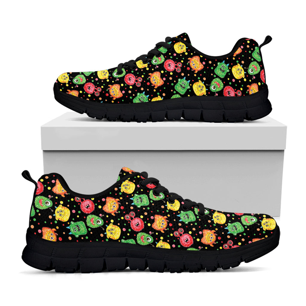 Little Monster Pattern Print Black Sneakers