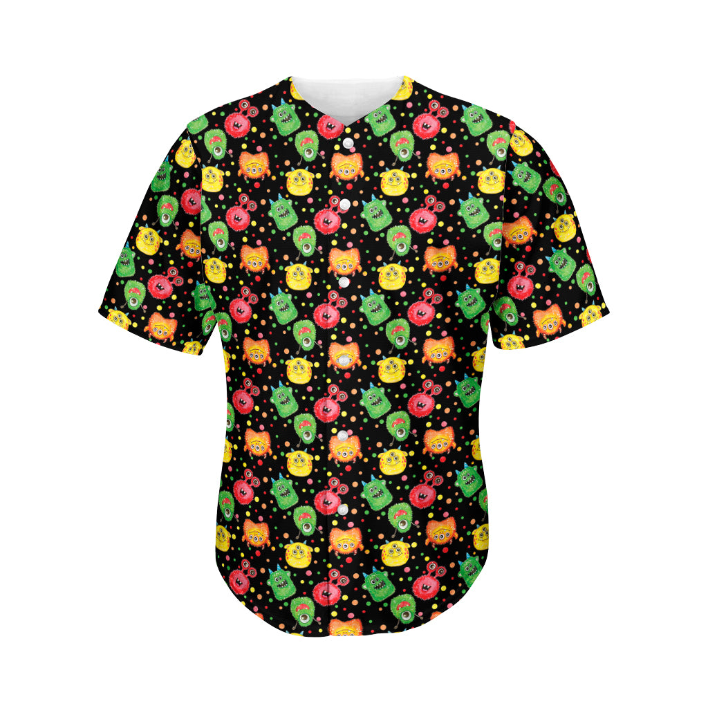 Little Monster Pattern Print Men's Baseball Jersey