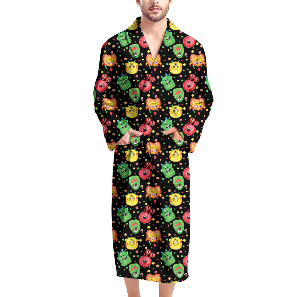 Little Monster Pattern Print Men's Bathrobe