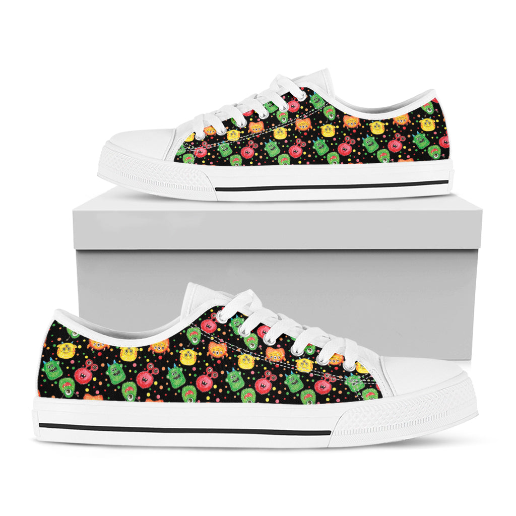 Little Monster Pattern Print White Low Top Shoes