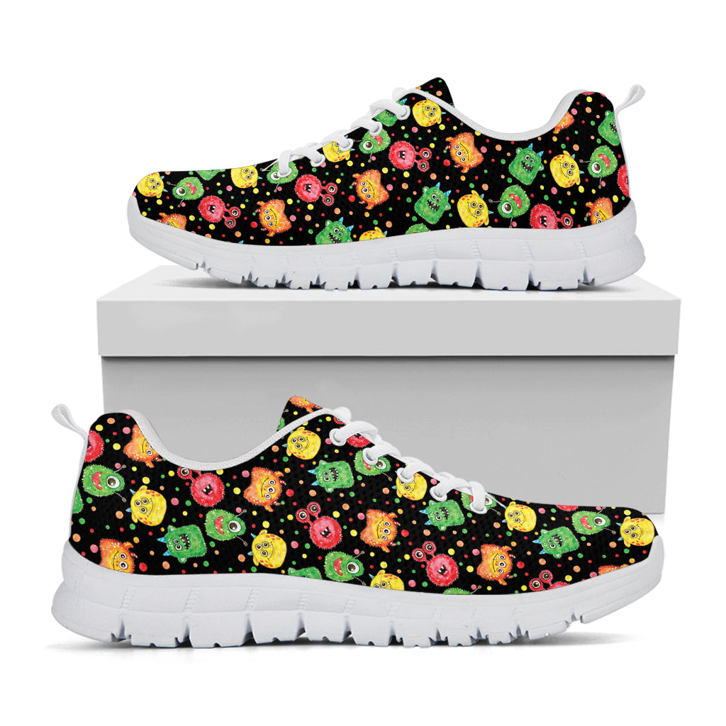 Little Monster Pattern Print White Sneakers