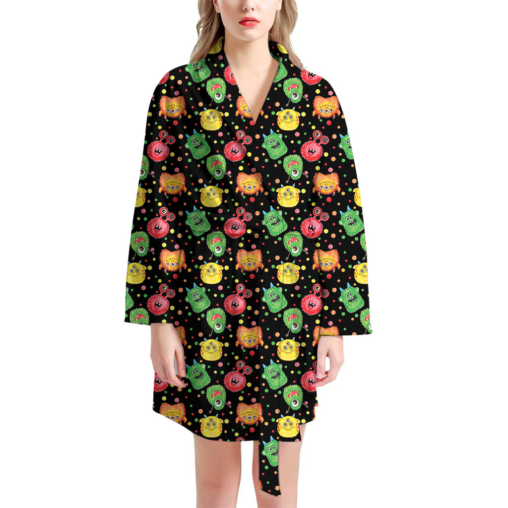 Little Monster Pattern Print Women's Bathrobe