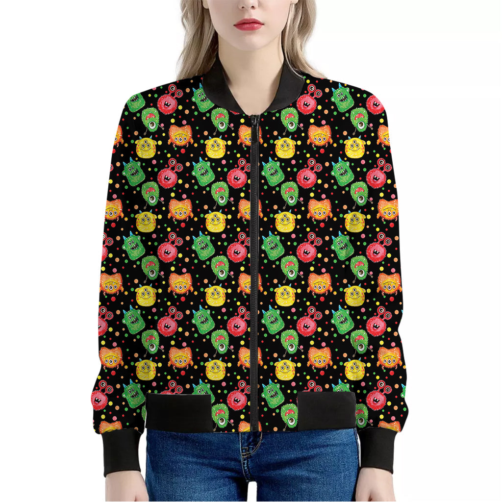 Little Monster Pattern Print Women's Bomber Jacket