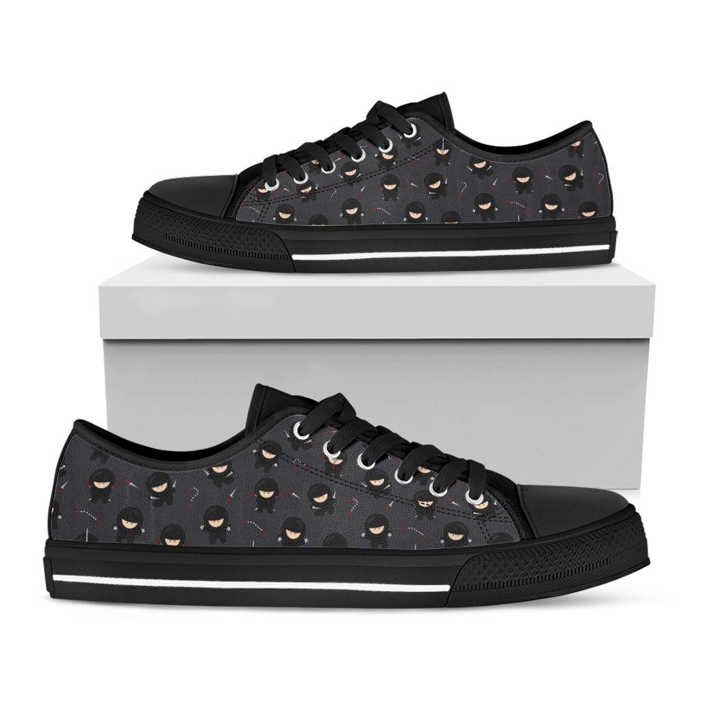 Little Ninja Pattern Print Black Low Top Shoes