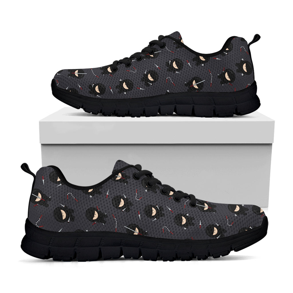 Little Ninja Pattern Print Black Sneakers