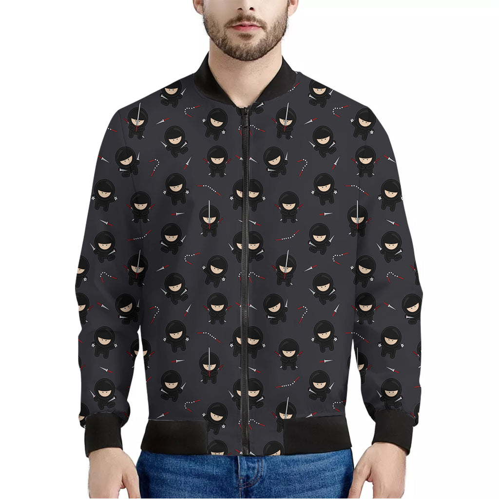 Little Ninja Pattern Print Men's Bomber Jacket