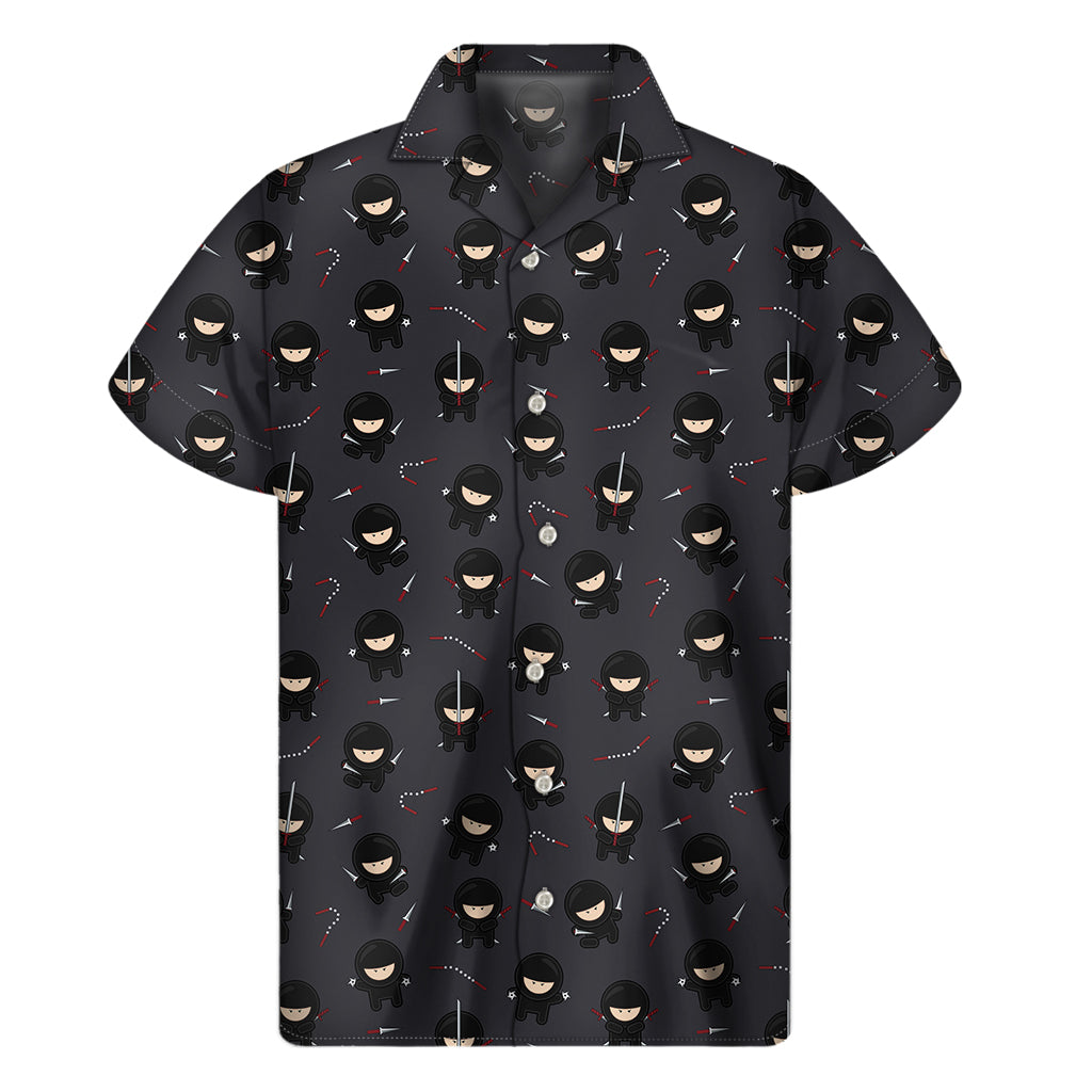 Little Ninja Pattern Print Men's Short Sleeve Shirt