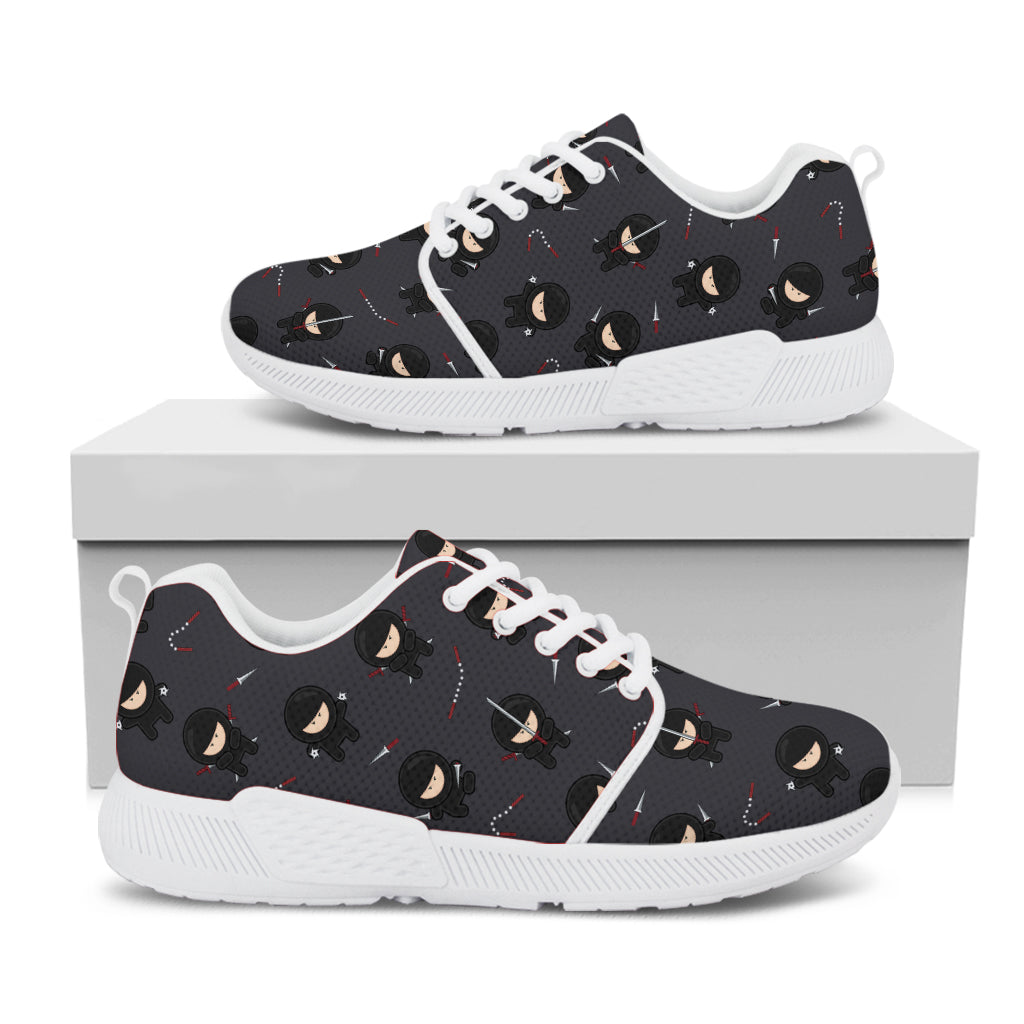 Little Ninja Pattern Print White Athletic Shoes