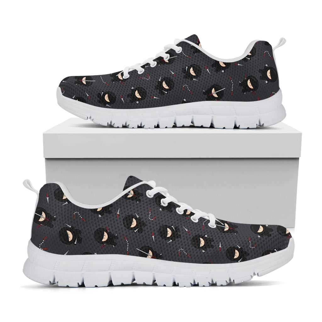 Little Ninja Pattern Print White Sneakers